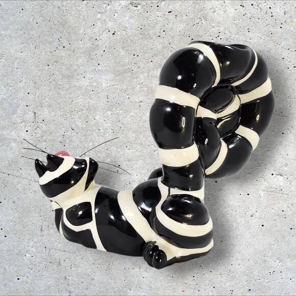 Y2K Lynda Corneille “Clancy” Cat Candle Holder SWAK Character Collectibles B&W - Picture 7 of 14